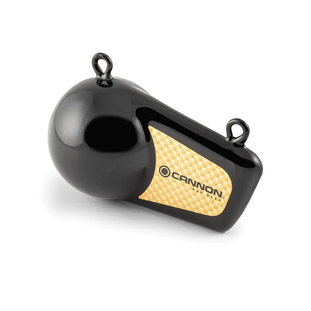 2295182 – CANNON Downrigger Weight, Round Shape 8 Pound Flash Weight Vinyl Coated Black With Reflective Prism Tape On...
